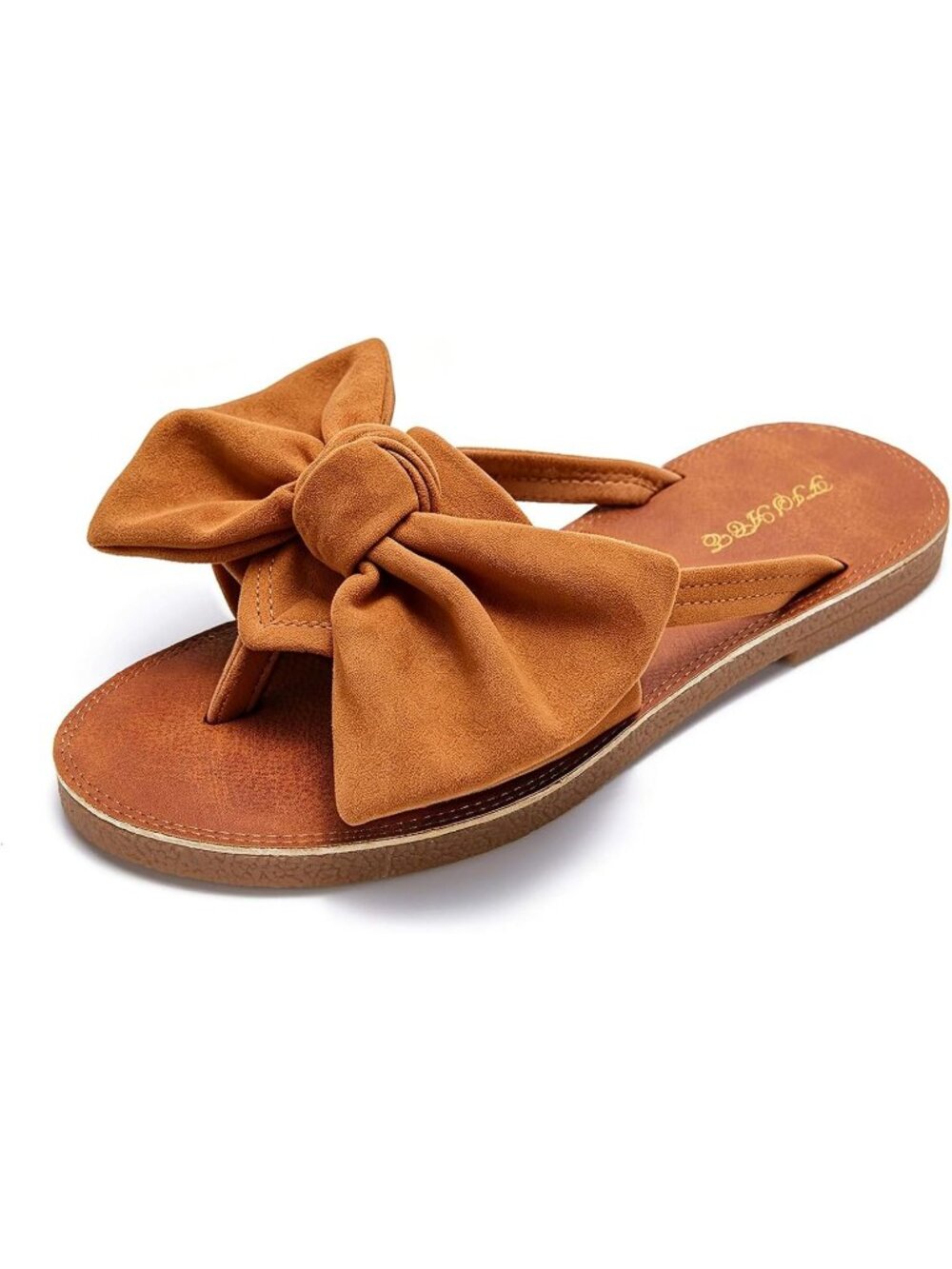 Women's Brown Summer Flip Flops Ring Toe Strappy Slip On Gladiator Flat Sandals